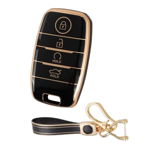 DGE® TPU Key Cover Compatible for Seltos Carens Sonet 4 Button Smart Key with Keychain