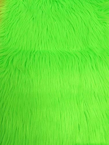 UV Reactive Solid Shaggy Faux Fur Fabric Sold by The Yard DIY Coats Costumes Scarfs Accessories Fashion (Neon Green)