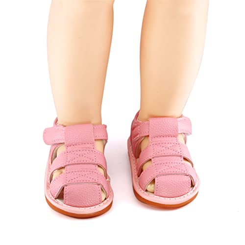 Image of SOFMUO Baby Boys Girls Squeaky Sandals Non-Slip Soft Rubber Sole Closed Toe Infant Summer Outdoor Shoes Toddler First Walkers