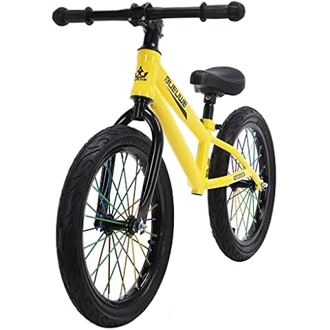 16" Balance Bike for 3 4 5 6 7 Years Old Boy Girl, Lightweight Carbon Steel No Pedal Walking Training Bike for kids, Adjustable Seat and Handlebar, Air Tires, Up to 45kg,Yellow Cover
