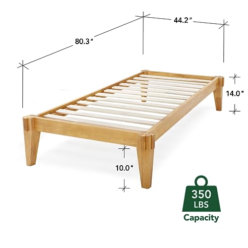Bme Chalipa 14” Twin Bed Frames - Wood Platform Bed Frame Twin Size - Wood Slat Support - Bed Without Box Spring - Easy Assembly - Minimalist & Modern Style, Natural #TOP1