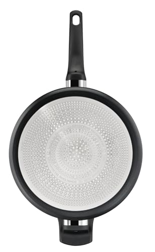 Foto von Tefal Hard Titanium On Schmorpfanne 28 cm mit Deckel, Bratpfanne Induktion, Aluminium, Antihaftversiegelung, Thermo-Signal bei idealer Brattemperatur, für alle Herdarten geeignet, Schwarz, G28837