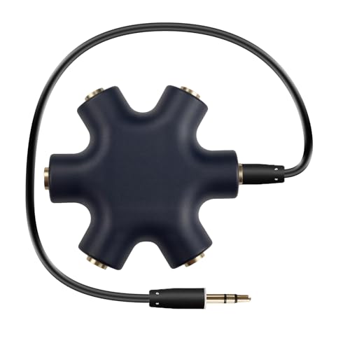 5 Voies Jack 3.5mm Répartiteur Audio, Multiprise Jack avec Câble 23cm pour Téléphone/PC/Enceintes, Partage Audio 5 Personnes, pour iPhone, pour Samsung, Partage...