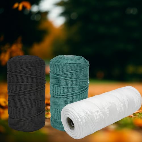 ARISKEY 984 Feet Black Nylon Twine, 36 Mason Nylon String Line, 100% Nylon Brick Line String, Durable Twisted Construction String Building Line for Masonry, Climbing Plants, Gardening, Crafting