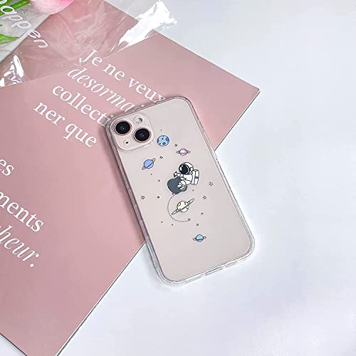 【Kunyehdo】スマホケース iPhone 15 ケース カバー 対応 iPhoneケース 可爱い 宇宙飛行士 ぶらんこ swing 白色 ホワイト アニメ 宇宙 人気 おしゃれ 韓国 お洒落 おもしろ かわいい 薄型 スリム 耐衝撃 軽量 惑星 液体シリコン ソフトケース 携帯ケース (iPhone15 ,透明 #1)