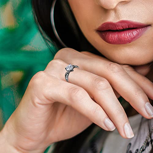 Lotiitel Heart Cut Cubic Zirconia Crystal 18K Gold Promise Engagement Wedding Rings For Women Her Valentine's Day Jewelry Christmas Gift (Black, 6) #TOP1