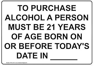to Purchase Alcohol A Person Must Be 21 Years for Outdoor & Indoor Metal Sign 8X12 Inches, Tinsigneua50817