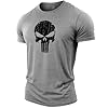 GYMTIER Skull Men's Gym T-Shirt Bodybuilding Training Workout Lifting Top Clothing, Sport Grey, S #3