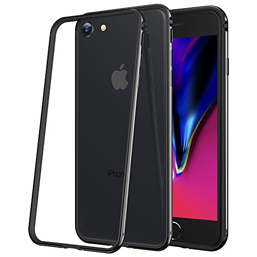 RANVOO iPhone 8 Premium Bumper Case, Compatible with iPhone 7, Flexible Protective Aluminum TPU Hybrid Bumper Frame [Support Wireless Charging] for Apple iPhone 8 and iPhone 7, DarkBlack [Armor]