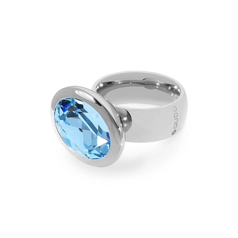 Bague acier inoxydable aigue-marine Qudo Tivola Grande ajustable