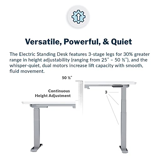 Vari Electric Standing Desk 60" X 24" (Varidesk) - Electric Height Adjustable Desk - Standing Desk For Office Or Home - Adjustable Standing Desk - Powerful Dual Motor Sit Stand Desk - White #TOP1