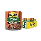 BUSH'S BEST 16 oz Canned Onion Baked Beans, Source of Plant Based Protein and Fiber, Low Fat, Gluten Free, (Pack of 12)