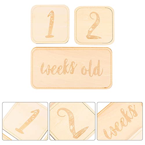 TOYANDONA 3 peças de cartões de marco mensais de madeira para bebês, discos de dupla face, cartões d