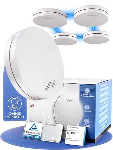 ALPENLUFT Rauchmelder Funk Vernetzt 10 Jahre Batterie, Rauchwarnmelder & Hitzemelder 2in1,...