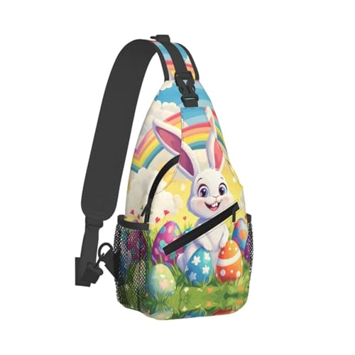 Image of Crossbody Bag Cute Easter Bunny Sling Bag Backpack Chest Bags Shoulder Bag for Women Men