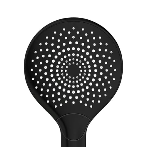 Duschkopf mit 3 Strahlarten - Handbrause für Badewanne und Dusche, aus Kunststoff, 12 cm, schwarz