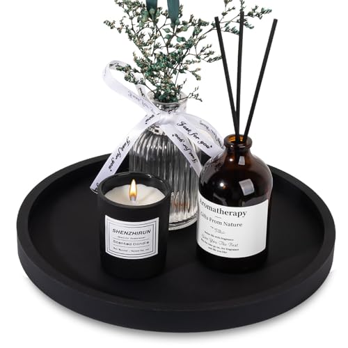 Silicone Bathroom Tray Coffee Table Decor Perfume Organizer, 9' Black