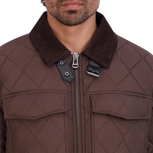 Image of Cole Haan Men's Diamond Quilt Long Sleeve Casual Jacket