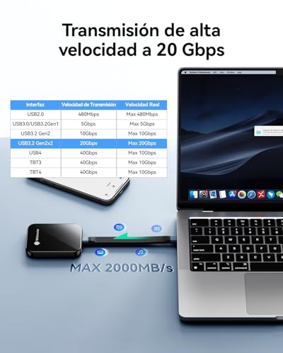 Yottamaster 2TB SSD Externo Magnético, hasta 2000 MB/s USB 3.2 Gen 2 x 2 SSD Portatil Admite 4K ProRes HDR Compatible con iPhone 16/17 Pro MAX, Smartphone, Tableta, Ordenador portátil - imagen 2