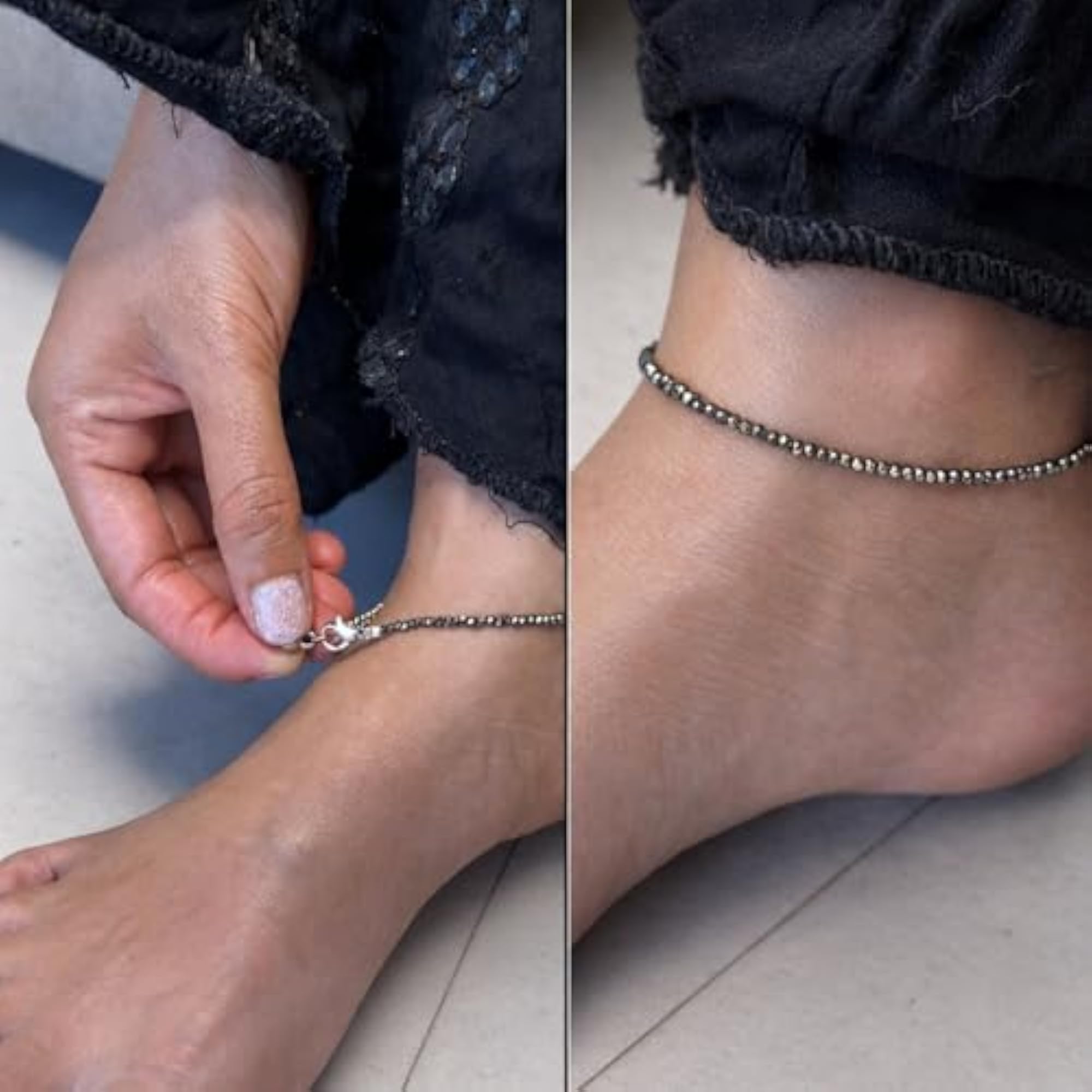 Women's Natural Pyrite Stone Adjustable Healing Anklet