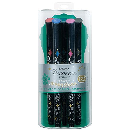 Sakura Fun Writing Gel Ink Roller Ballpoint Pen for Decoration, Decorese Glitter 5 Color Set B, Spices Color (DB206G5B) Sakura Fun Writing Gel Ink Roller Ballpoint Pen for Decoration, Decorese Glitter 5 Color Set B, Spices Color (DB206G5B)