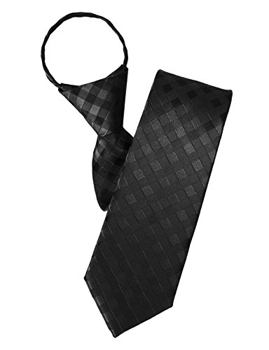 H2H Mens Fashion Comfortable Zipper Check Patterned Dress Neck Tie Black None (KMANT0145)