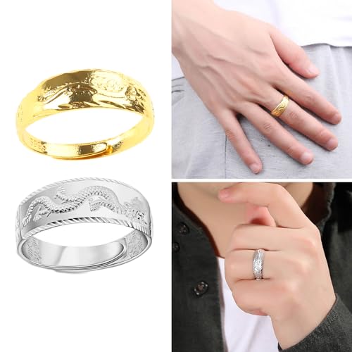 LIANXUE Anéis de casamento de dragão, joias de dedo elegantes, tamanho ajustável, material de liga,