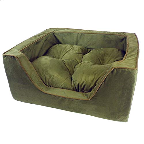 Snoozer Luxury Square Pet Bed, Medium, Olive/Coffee #TOP21