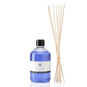 Raumduft Nachfüll-Set „Lavendel“ 500 ml inkl. 10 Rattan-Stäbchen – Duftöl mit ätherischen Ölen – Nachfüller Lufterfrischer langanhaltend & blumig – Nachfüllflasche mit Duftstäbchen 100% Natürlich