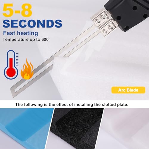 Foam Cutter with Slotting/Groove Electric Hot Knife Styrofoam Cutter Foam Cutting Tool Air Cooled Hot Knife Foam Cutter 200W 110-120V (5 Blades) for EPP, EPS, XPS, EPE, KT Board, Sponge Red