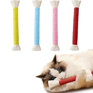 Catnip Toys, 7.78inch Catnip Toys Chew Rope, Sisal Rope Cat Toys for Teeth Cleaning, Indoor Interactive Cat Teasing Toy, Soothing Rope Cat Toys for Kitten, 4 Packs