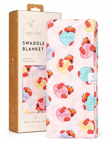 Image of Copper Pearl Swaddle Blankets for Newborns | Soft Stretchy Receiving Blankets for Boys and Girls | Large 46 x 46 Inch Baby Blankets | Lightweight and Breathable Swaddles | Elmo Heart Candies