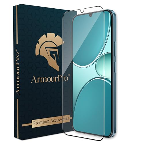 Image of ArmourPro Tempered Glass for Realme Narzo 100 Lite - 9H Screen Protector with Black Border, Anti Scratch, Edge-to-Edge Coverage, HD Clarity, Smooth Touch, Case Friendly | Black