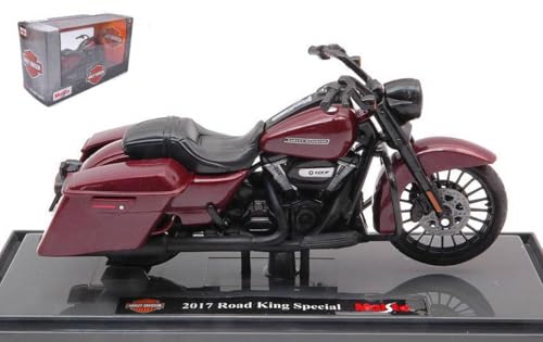 Peso/Weight: 1,2 MODELLINO IN SCALA COMPATIBILE CON HARLEY DAVIDSON ROAD KING SPECIAL 2017 DARK RED 1:18 MAISTO MI19138R