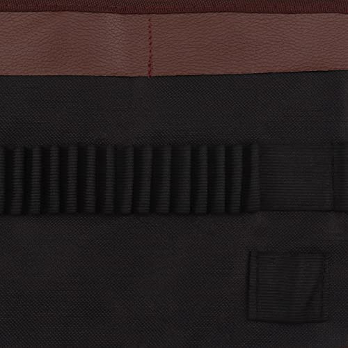 Image of Canvas Pencil Wrap Case, 48 Holes Colored Pencil Roll Holder Storage Pouch for Office (48 Holes, Brown)