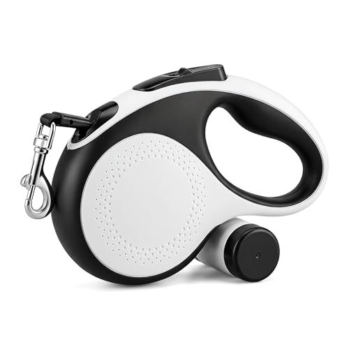 TailyWags 26ft Retractable Dog Leash Durable for Dog up to 110lbs, White