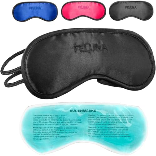 Gel-Gesichtsmaske Entspannungsmaske Wellnessmaske für Kältetherapie Gelmaske Kühlmaske für Sonnenbrand & Allergien Kühlbrille Entspannungsmaske bei Migräne und Kopfschmerzen (Schlafmaske Schwarz)