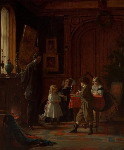 Impression d'art Noël la famille Blodgett Eastman Johnson, œuvre sur toile premium 60x90 cm