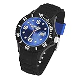 Taffstyle Damen Herren Sportuhr Armbanduhr Silikon Sport Ziffernblatt mit Datum Analog Quarz Farbige Bunte Uhr Schwarz Blau
