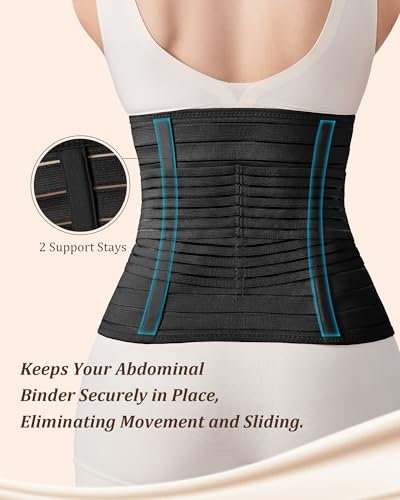 Evantha Postpartum Belly Band for Women: Adjustable Compression Wrap for Abdominal & Waist Support C-Section & Vaginal Birth Recovery Black M