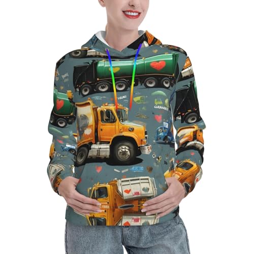 Sweat à capuche femme I Love Garbage Trucks à poche kangourou