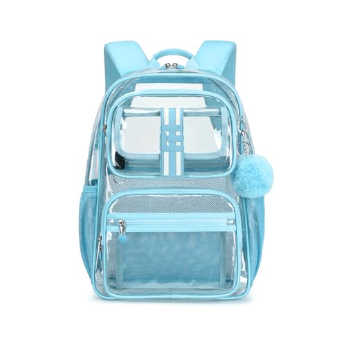 Image of Cusangel Clear Backpack for School,16in Heavy Duty Clear BookBag,TPU Large Capacity Black See Through backpack for Stadiums,Concerts,Plastic transparente para mujer for 8Age+