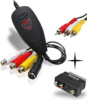 TECHSIDE COMPLETE Vhs Analog-Digital Converter (Scart Adapter + RCA cables) | New Version 2022 | Compatible Windows 11 + New Software | Usb 2.0 Video Grabber Capture Convert Videocassettes