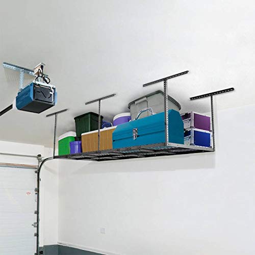 Ergosolid – Deckenregal aus Stahl, stabil, bis 250kg, Schwarz, 244 x 91 cm