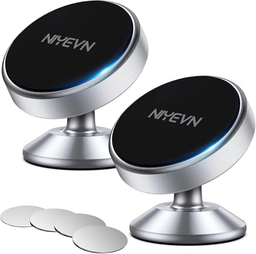 NIYEVN 2 Pack Magnetic Phone Holder for Car, [ Strong Magnet ] Magnetic Phone Holder, Dashboard Phone Holder Mount 360 Adjustable, Car Mount for iPhone Samsung etc All Smartphones, Sliver