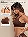 COMFELIE Seamless Wireless Minimizer Bra for Women, Full Coverage V-Neck Supportive Wirefree Breathable & Comfortable with Adjustable Straps Dark Brown