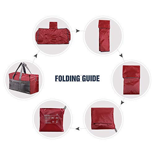 REDCAMP 75L Extra Large Duffle Bag Lightweight, Water Repellency Travel Duffle Bag Foldable for Men Women, Wine Red