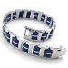 KONOV Men's Bracelet Bangle, Stainless Steel Rubber, Color Blue Silver