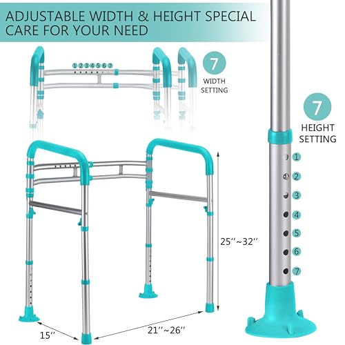Image of Lianjindun Toilet Safety Rails (350 lb), Adjustable Toilet Frame for Elderly, Seniors, Handicap & Disabled, Foldable Handicap Toilet Handles Fit Any Toilets(Peacock Blue)