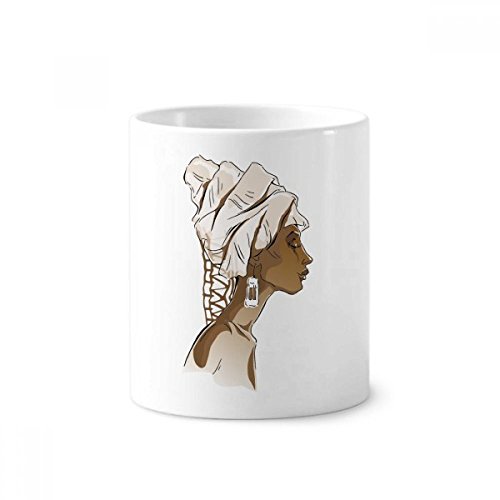 Cadeau mug femme africaine coiffe art céramique blanche porte-stylo original